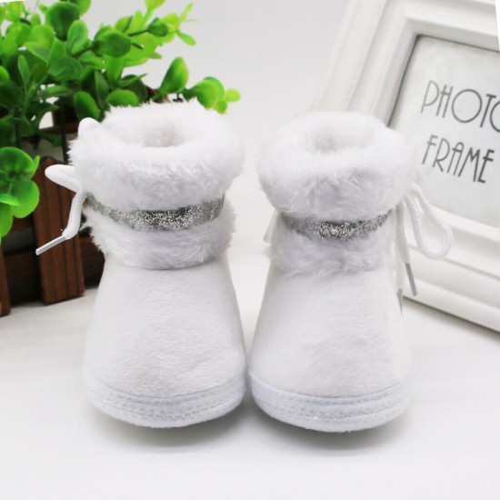Newborn Baby Boy Girl Pram Shoes Infant Faux Fur Boots Winter Snow Warm Booties