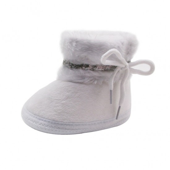Newborn Baby Boy Girl Pram Shoes Infant Faux Fur Boots Winter Snow Warm Booties