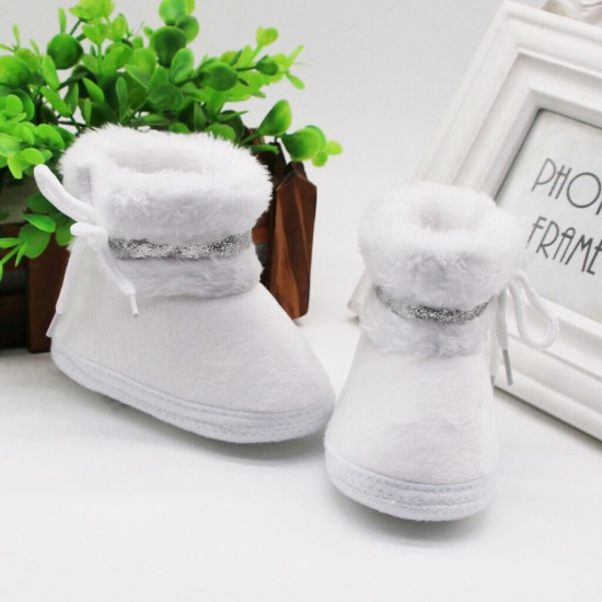 Newborn Baby Boy Girl Pram Shoes Infant Faux Fur Boots Winter Snow Warm Booties