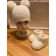 Crochet Knitted Baby Pom Pom Hat And Booties Set Girl Boy Beanie Shoes 3 Sizes 