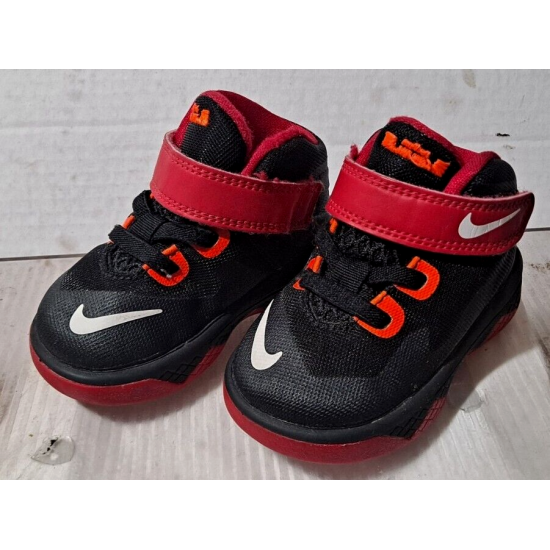 Nike Boys Toddler Air Size 4C Red Black High Tops Sneakers 653647-006