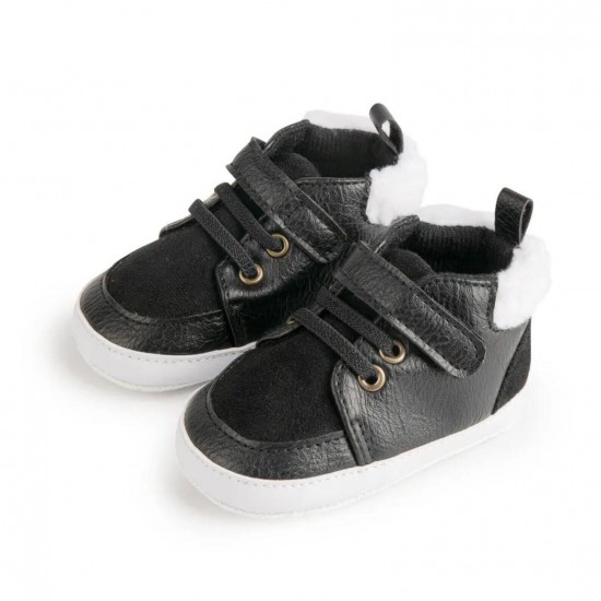 Casual PU Leather Indoor Baby Toddler Boy Shoes with Soft Cotton Bottom