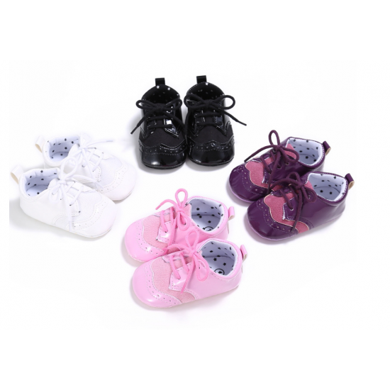 Newborn Baby Boy Girl Soft Oxford Crib Shoes Toddler PreWalker Trainers 0-18 M