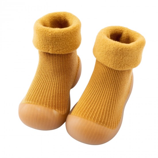 Toddler Kids Baby Boys Girls Solid Knitted Soft Sole Rubber Shoes Socks Slipper