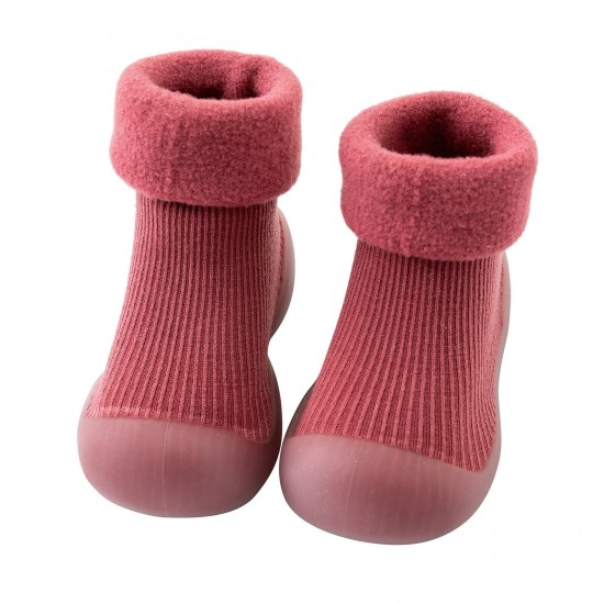 Toddler Kids Baby Boys Girls Solid Knitted Soft Sole Rubber Shoes Socks Slipper