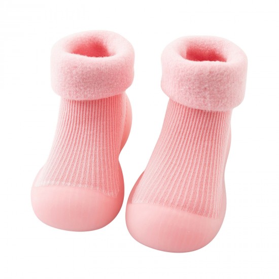 Toddler Kids Baby Boys Girls Solid Knitted Soft Sole Rubber Shoes Socks Slipper