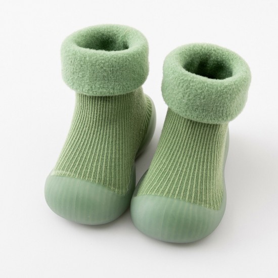 Toddler Kids Baby Boys Girls Solid Knitted Soft Sole Rubber Shoes Socks Slipper