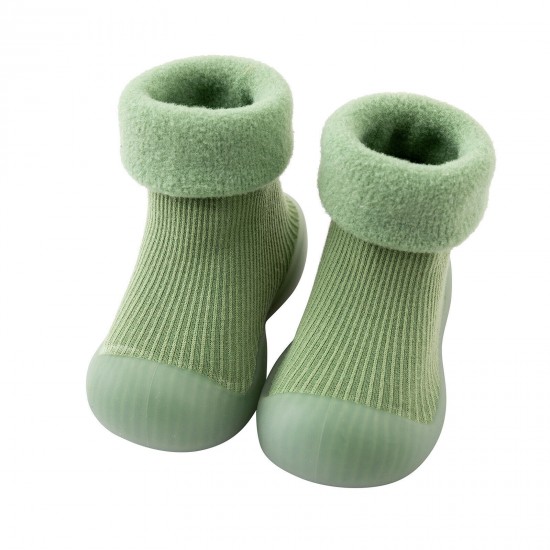 Toddler Kids Baby Boys Girls Solid Knitted Soft Sole Rubber Shoes Socks Slipper