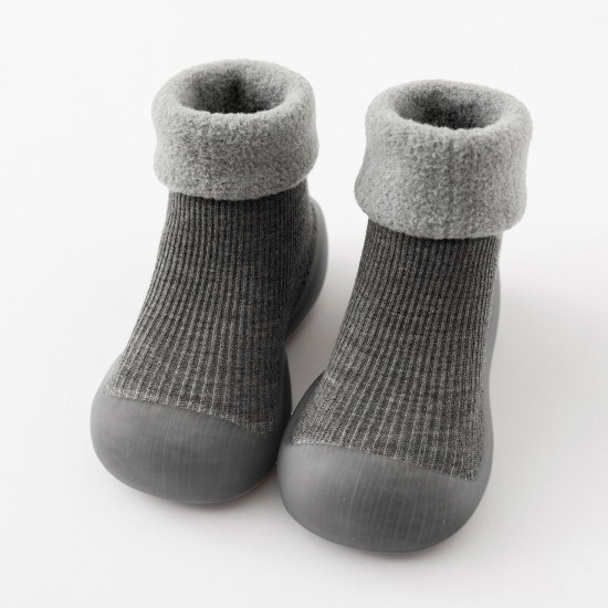 Toddler Kids Baby Boys Girls Solid Knitted Soft Sole Rubber Shoes Socks Slipper