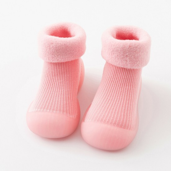 Toddler Kids Baby Boys Girls Solid Knitted Soft Sole Rubber Shoes Socks Slipper