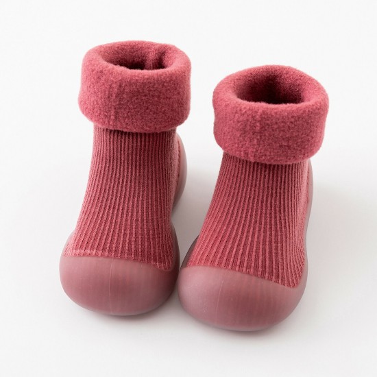 Toddler Kids Baby Boys Girls Solid Knitted Soft Sole Rubber Shoes Socks Slipper