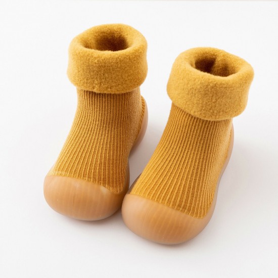 Toddler Kids Baby Boys Girls Solid Knitted Soft Sole Rubber Shoes Socks Slipper