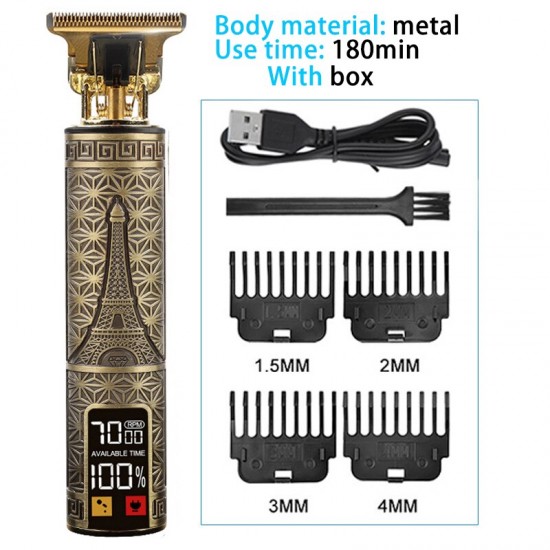 2023 Vintage Body T9 Cordless Electric Shaver Hair Cutting Machine For Man Hair Clipper Barber Beard Trimmer USB