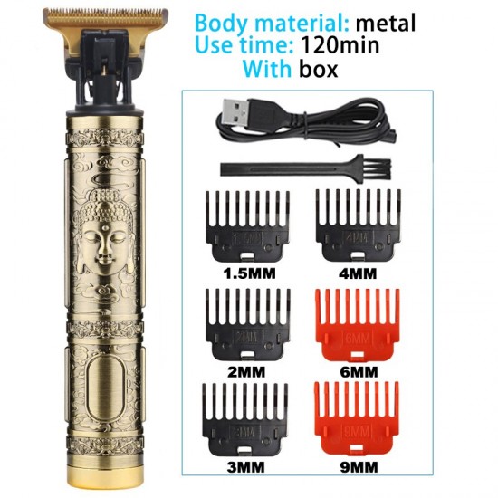 2023 Vintage Body T9 Cordless Electric Shaver Hair Cutting Machine For Man Hair Clipper Barber Beard Trimmer USB