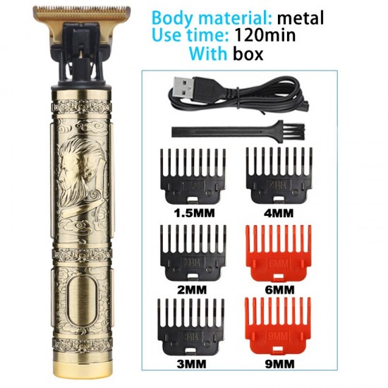 2023 Vintage Body T9 Cordless Electric Shaver Hair Cutting Machine For Man Hair Clipper Barber Beard Trimmer USB