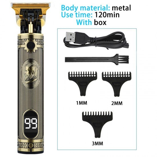 2023 Vintage Body T9 Cordless Electric Shaver Hair Cutting Machine For Man Hair Clipper Barber Beard Trimmer USB