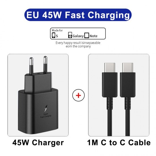 PD 45W Super Fast Charger For Samsung Galaxy S22 S23 Ultra Note 10+ 5G 20 USB Type C Cable Fast Charging Phone Charger Adapter