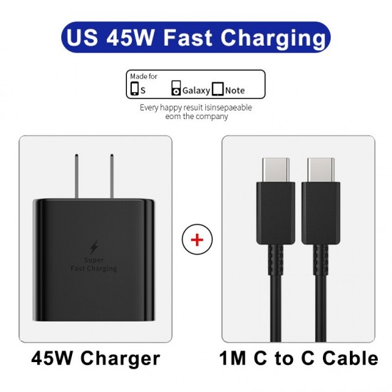 PD 45W Super Fast Charger For Samsung Galaxy S22 S23 Ultra Note 10+ 5G 20 USB Type C Cable Fast Charging Phone Charger Adapter