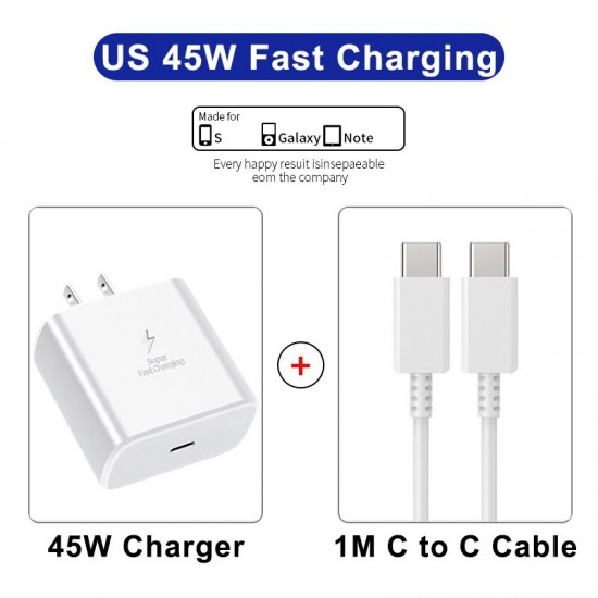 PD 45W Super Fast Charger For Samsung Galaxy S22 S23 Ultra Note 10+ 5G 20 USB Type C Cable Fast Charging Phone Charger Adapter