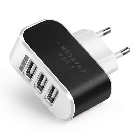 LED 3Ports Triple USB 5V 3.1A Travel EU Plug Wall AC Charger Adapter for IPhone x 9 5 6 for Samsung Galaxy S9 S8 S5 for LG G3 G4