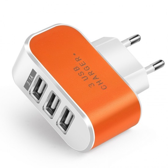 LED 3Ports Triple USB 5V 3.1A Travel EU Plug Wall AC Charger Adapter for IPhone x 9 5 6 for Samsung Galaxy S9 S8 S5 for LG G3 G4