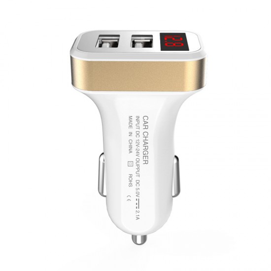 Dual Port USB Adapter Car-charger Double USB for iPhone iPad Samsung Xiaomi Phone Charging cable Car Charger Digital Display