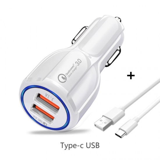 For Samsung Xiaomi iphone Car Phone Charging cable 3.1A 2 Port USB Car Charger Quick Charge 3.0 Phone Car-charger adapter
