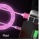 Detachable Connect Round Plugs Led Lighting Charger Cable Data Flowing LED Light Fast Charge Cable For IOS Android Type-C