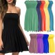 LADIES WOMEN PLUS SIZE SHEERING BOOBTUBE BANDEAU STRAPLESS TOP SUMMER DRESS 8-26