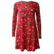 WOMENS LADIES GINGERBREAD SNOWMAN XMAS FLARE XMAS SWING DRESS PLUS SIZE