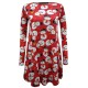 WOMENS LADIES GINGERBREAD SNOWMAN XMAS FLARE XMAS SWING DRESS PLUS SIZE