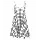 Women Camisole Print Flared Skater Strappy Vest Top Swing Mini Summer Dress