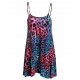 Women Camisole Print Flared Skater Strappy Vest Top Swing Mini Summer Dress