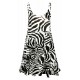 Women Camisole Print Flared Skater Strappy Vest Top Swing Mini Summer Dress