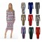 Womens Ladies Long Sleeve Midi Dress Stretch Bodycon Print Jersey Maxi Plus Size