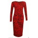 Womens Ladies Long Sleeve Midi Dress Stretch Bodycon Print Jersey Maxi Plus Size