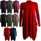 Womans High Neck Polo Turtle Neck Long Sleeve Swing Flared Hanky Skater Dress 