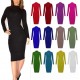 Womens Turtle Polo Neck Long Sleeve Plain Stretch Bodycon Ladies Midi Dress 8-26