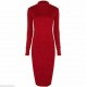 Womens Turtle Polo Neck Long Sleeve Plain Stretch Bodycon Ladies Midi Dress 8-26