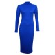 Womens Turtle Polo Neck Long Sleeve Plain Stretch Bodycon Ladies Midi Dress 8-26