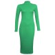 Womens Turtle Polo Neck Long Sleeve Plain Stretch Bodycon Ladies Midi Dress 8-26