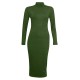 Womens Turtle Polo Neck Long Sleeve Plain Stretch Bodycon Ladies Midi Dress 8-26