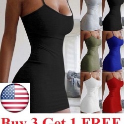 Women Spaghetti Strap Bodycon Camisole Sexy Party ClubWear cami tank top Dresses