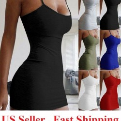 Women Spaghetti Strap Bodycon Camisole Sexy Party ClubWear cami tank top Dresses