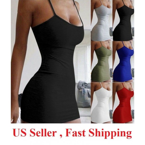 Women Spaghetti Strap Bodycon Camisole Sexy Party ClubWear cami tank top Dresses