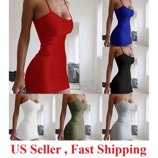 Women Spaghetti Strap Bodycon Camisole Sexy Party ClubWear cami tank top Dresses