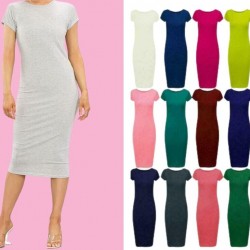 LADIES WOMANS CAP SLEEVE MIDI DRESS BODYCON SUMMER MAXI MIDI DRESS PLUS SIZE