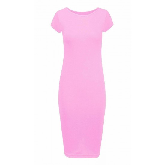 LADIES WOMANS CAP SLEEVE MIDI DRESS BODYCON SUMMER MAXI MIDI DRESS PLUS SIZE