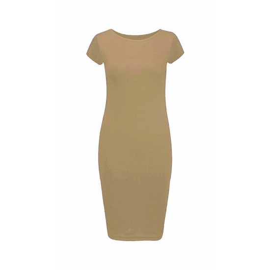 LADIES WOMANS CAP SLEEVE MIDI DRESS BODYCON SUMMER MAXI MIDI DRESS PLUS SIZE
