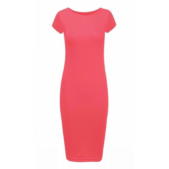LADIES WOMANS CAP SLEEVE MIDI DRESS BODYCON SUMMER MAXI MIDI DRESS PLUS SIZE